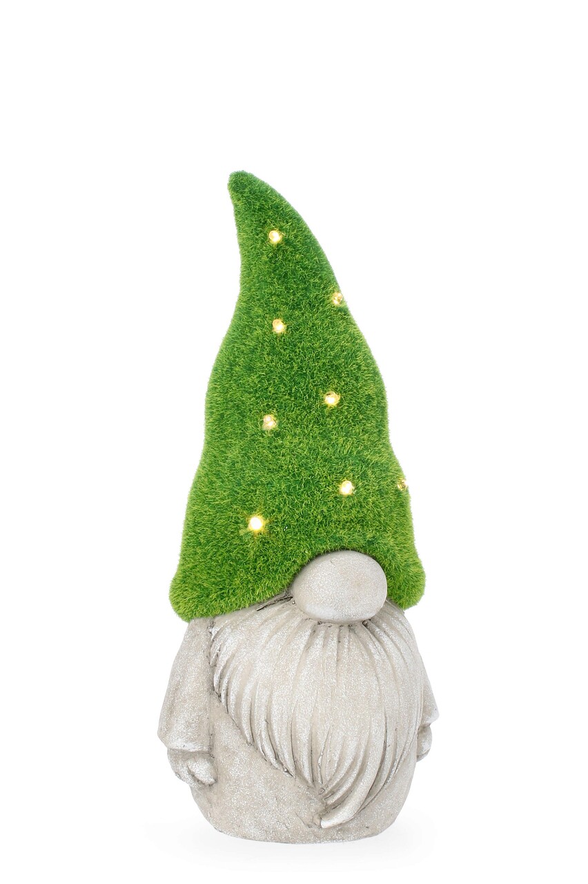 Decoratiune luminoasa de gradina cu incarcare solara LED Garden Gnome, Bizzotto, 17x14.5x36 cm, magneziu, verde - imagine 3